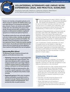 Volunteering, Internships, and Unpaid Work Experiences: Legal and Practical Guidelines