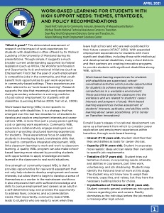 Work-based Learning for Students with High Support Needs: Themes, Strategies, and Policy Recommendations